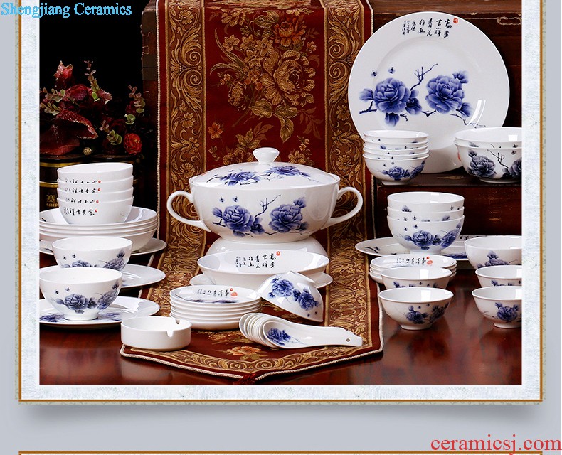 European blue and white porcelain of jingdezhen ceramic nine domain 56 skull porcelain tableware suit Glair dishes consolidation