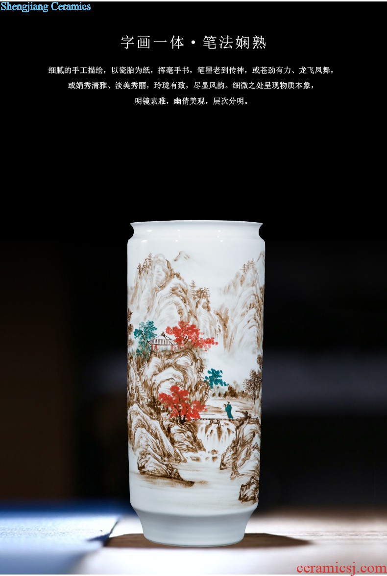 Jingdezhen ceramics by hand carve shadow dragon totem big vase villa home decoration collection furnishing articles