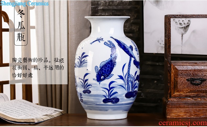 Jingdezhen ceramics hand-painted vases MeiHe double flower arranging clearer Chinese style home sitting room adornment is placed a gift