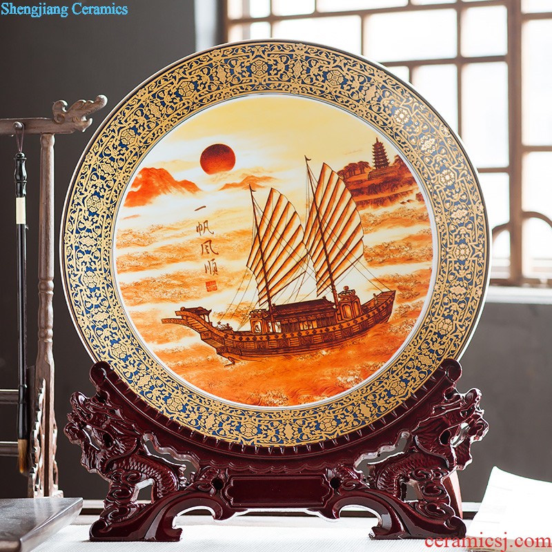 Jingdezhen ceramics furnishing articles household decorations hanging dish sitting room ark large Chinese arts and crafts decorative plate