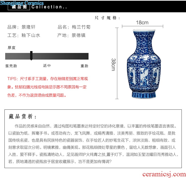 Jingdezhen ceramics vase antique blue-and-white large flower arranging new porch sitting room of Chinese style household act the role ofing is tasted furnishing articles