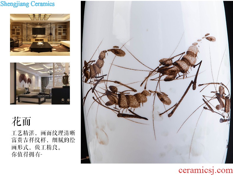 Jingdezhen ceramics hand-painted shrimp boring vase wine porch home decoration sitting room TV ark furnishing articles