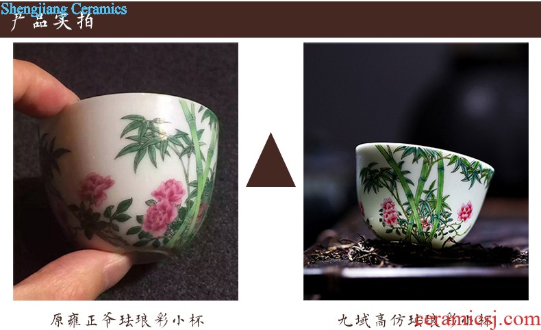 Jingdezhen ceramic sample tea cup tea kungfu tea cup archaize color in color cylinder cup chicken fights the small cup