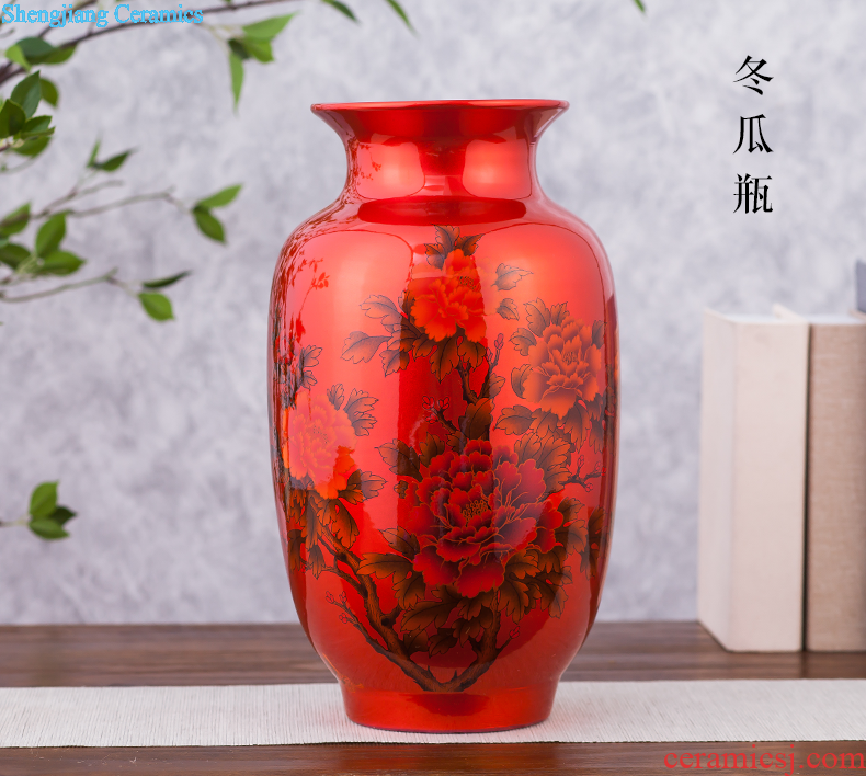 Archaize of jingdezhen ceramics kiln open yellow vase modern classical household adornment handicraft furnishing articles