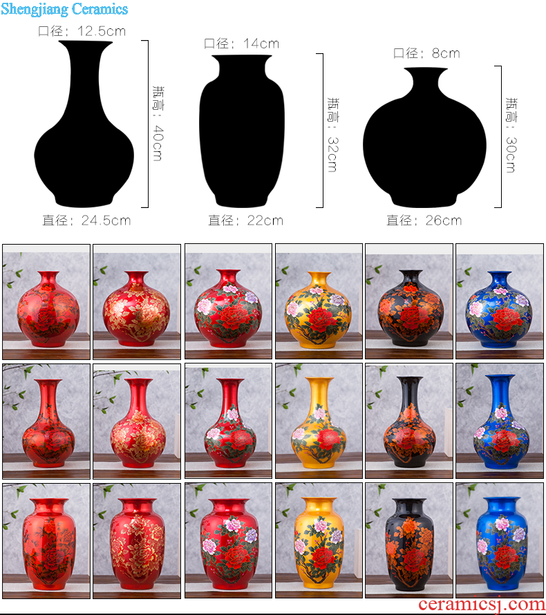 Archaize of jingdezhen ceramics kiln open yellow vase modern classical household adornment handicraft furnishing articles