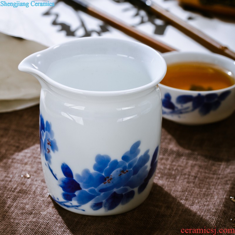 Nine domain jingdezhen blue and white color bucket honeysuckle archaize yongzheng grain glass ceramic tea set kung fu small tea cups