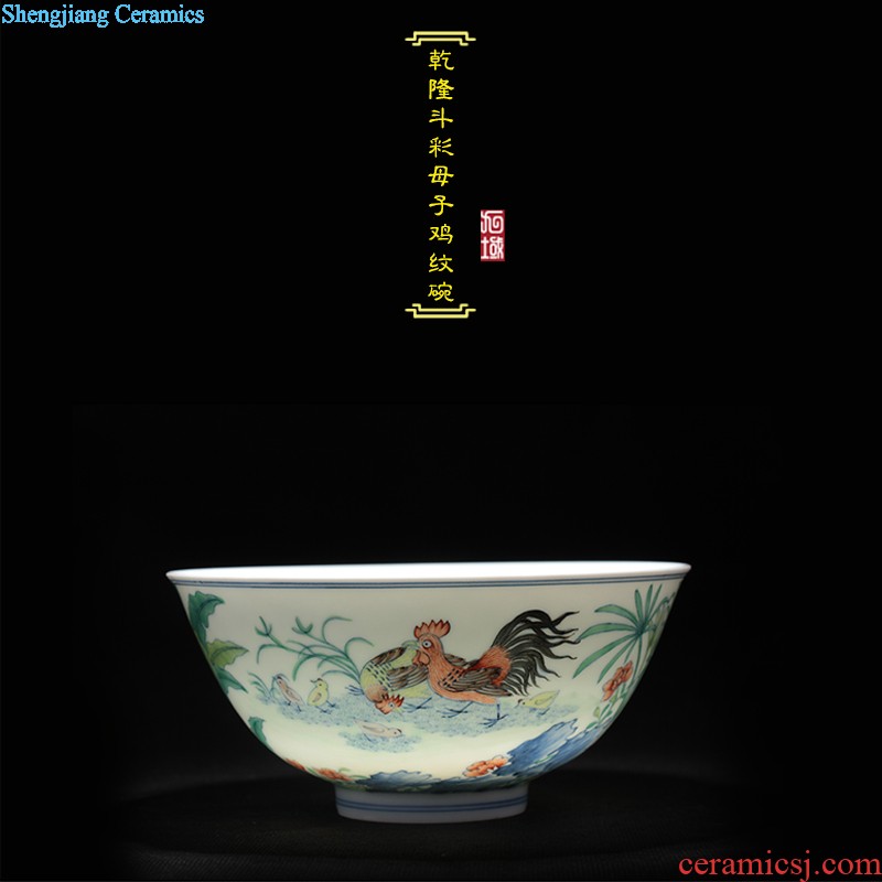 Nine domain qing qianlong blue bucket color and figure chicken stripes jingdezhen porcelain brush pot manual archaize chicken with cylinder cup