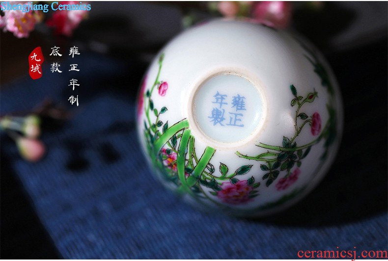 Jingdezhen ceramic sample tea cup tea kungfu tea cup archaize color in color cylinder cup chicken fights the small cup