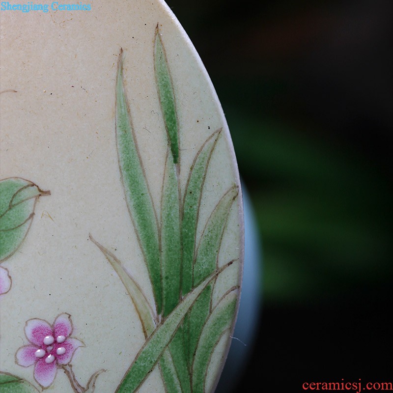 Nine domain Jingdezhen hand-painted pu 'er tea cans ceramic tea cake box of hand-painted flowers and plants tea pot