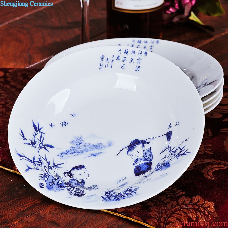 Home dishes suit bowl chopsticks dishes suit porcelain of jingdezhen ceramic bone China tableware nine domain