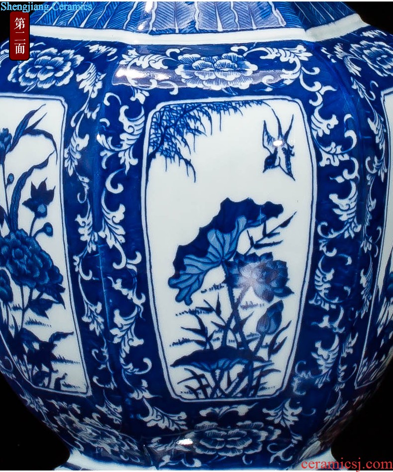 Jingdezhen ceramics vase antique blue-and-white large flower arranging new porch sitting room of Chinese style household act the role ofing is tasted furnishing articles