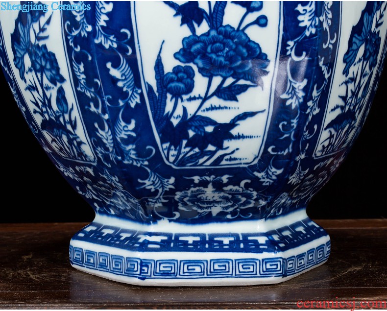 Jingdezhen ceramics vase antique blue-and-white large flower arranging new porch sitting room of Chinese style household act the role ofing is tasted furnishing articles