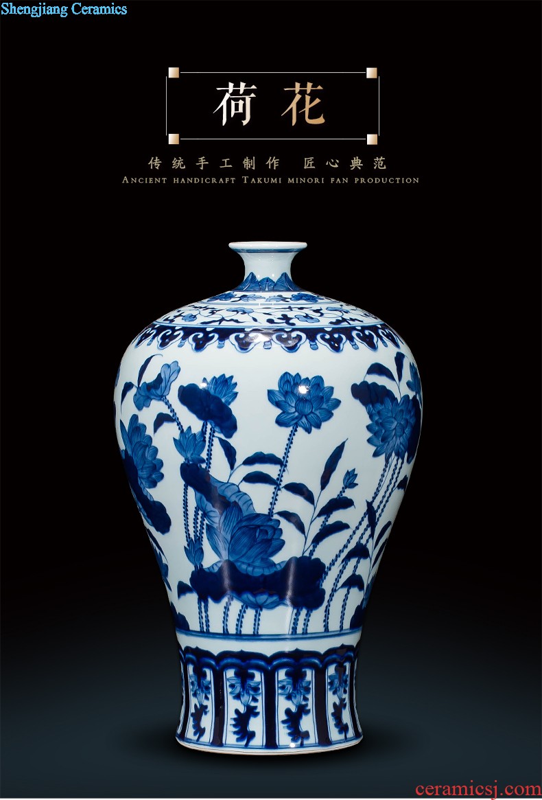 Jingdezhen ceramics vase antique blue-and-white large flower arranging new porch sitting room of Chinese style household act the role ofing is tasted furnishing articles