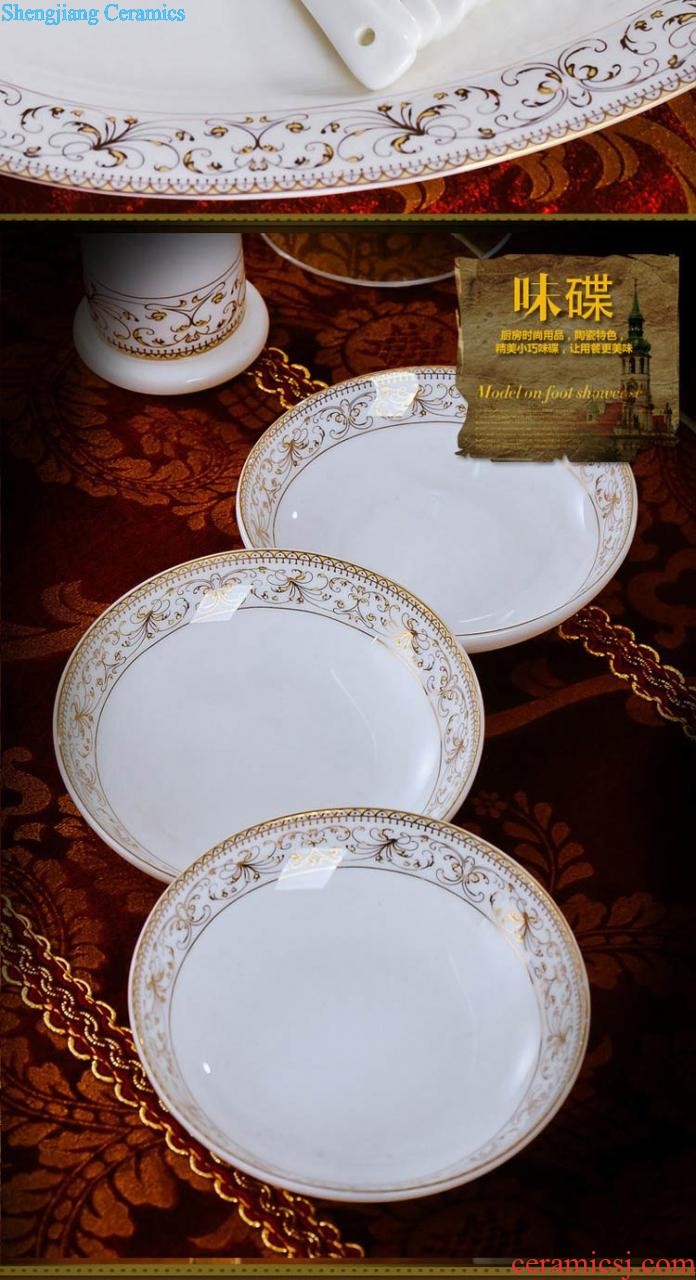 Big plate nine domain Chinese jingdezhen porcelain dish dish dish steak dish bone ceramics 10 inch flat tray plates