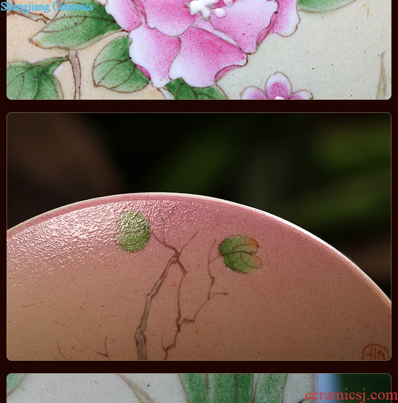 Nine domain Jingdezhen hand-painted pu 'er tea cans ceramic tea cake box of hand-painted flowers and plants tea pot