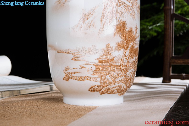 Jingdezhen ceramics vase China red peach gourd home sitting room adornment feng shui is festival furnishing articles