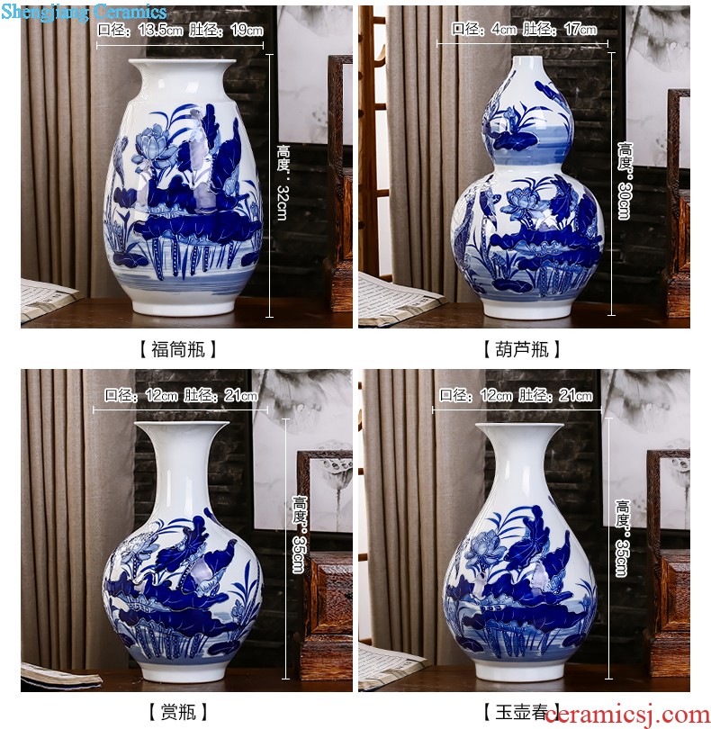 Jingdezhen ceramics hand-painted vases MeiHe double flower arranging clearer Chinese style home sitting room adornment is placed a gift