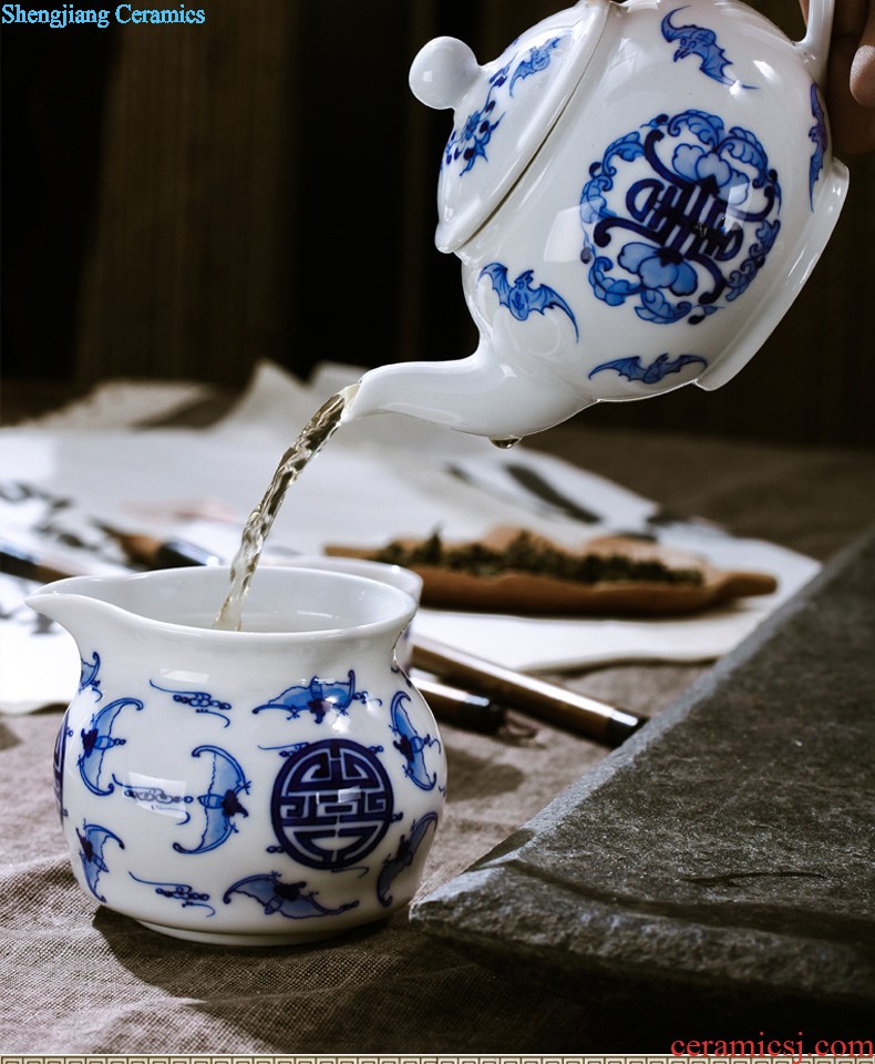 Jingdezhen nine domain 7 head hand-painted ceramic kung fu tea set A complete set of creative high-grade package mail teacup teapots