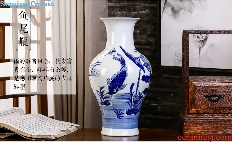 Jingdezhen ceramics hand-painted vases MeiHe double flower arranging clearer Chinese style home sitting room adornment is placed a gift