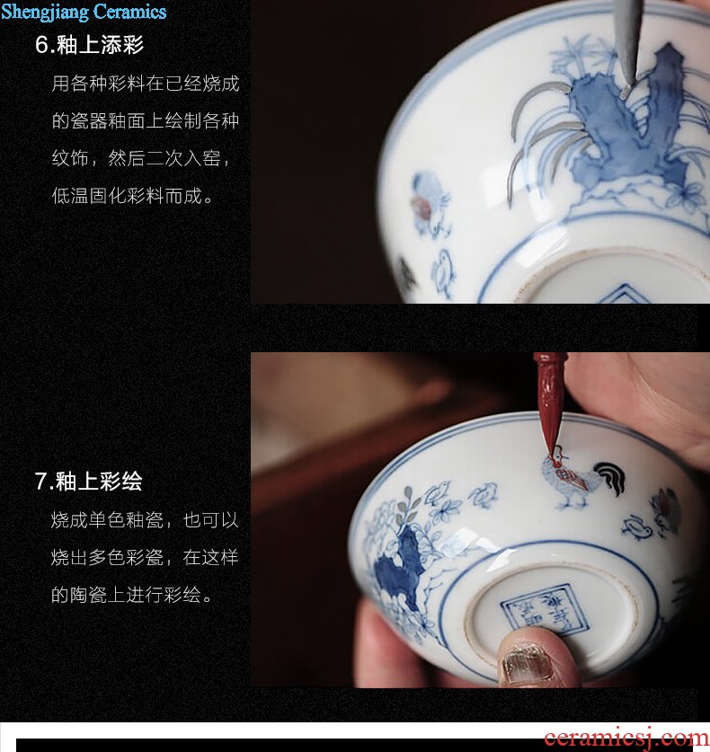 Nine domain qing qianlong blue bucket color and figure chicken stripes jingdezhen porcelain brush pot manual archaize chicken with cylinder cup