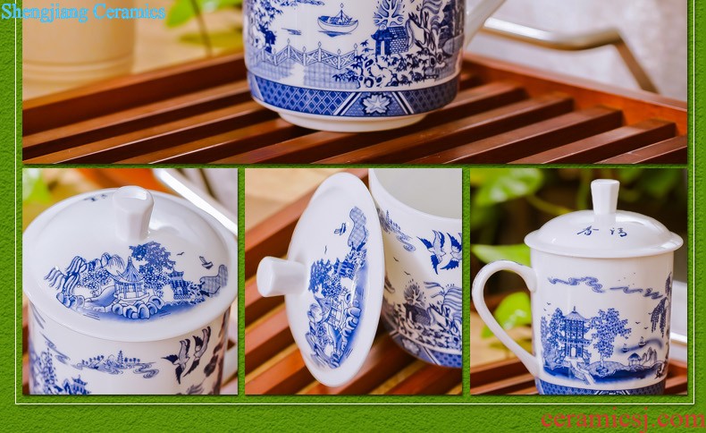 Jingdezhen yuan blue and white porcelain tableware suit antique bound branch lotus crockery bowl bottom suit