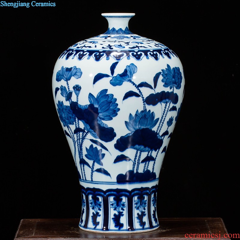 Jingdezhen ceramics vase antique blue-and-white large flower arranging new porch sitting room of Chinese style household act the role ofing is tasted furnishing articles