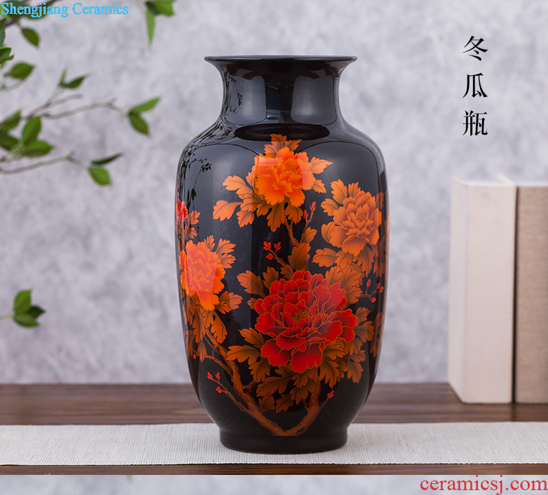 Archaize of jingdezhen ceramics kiln open yellow vase modern classical household adornment handicraft furnishing articles