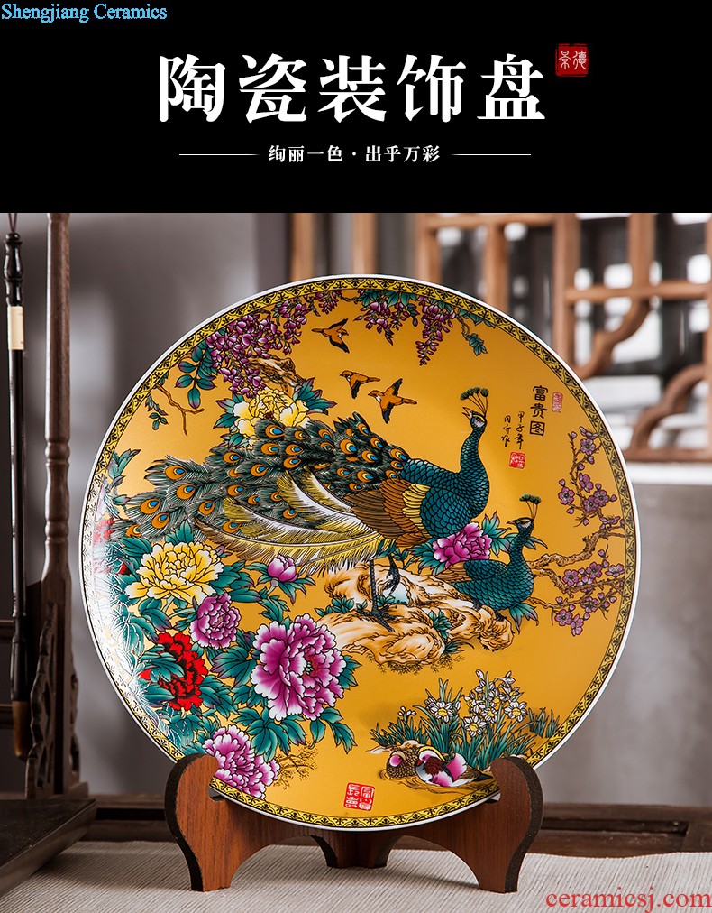 Jingdezhen ceramics furnishing articles household decorations hanging dish sitting room ark landscape decoration plate of Chinese arts and crafts