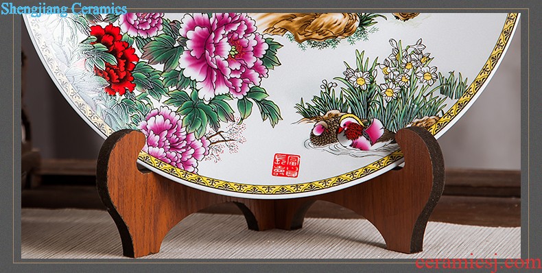 Jingdezhen ceramics furnishing articles household decorations hanging dish sitting room wine rich decorative plate Chinese arts and crafts