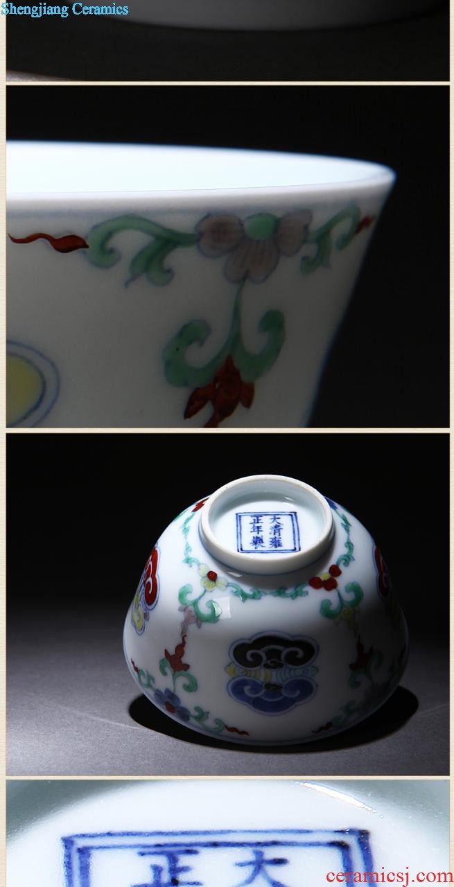 Jingdezhen ceramic nine domain color antique hand-painted porcelain dou qing qianlong sum hen bowl bowl of chicken with cylinder cup