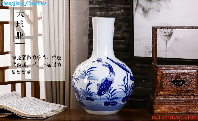 Jingdezhen ceramics hand-painted vases MeiHe double flower arranging clearer Chinese style home sitting room adornment is placed a gift