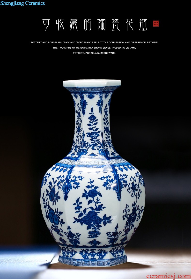 Antique porcelain sitting room Jingdezhen blue and white porcelain Archaize ceramic vase Viewing place vase vase planting