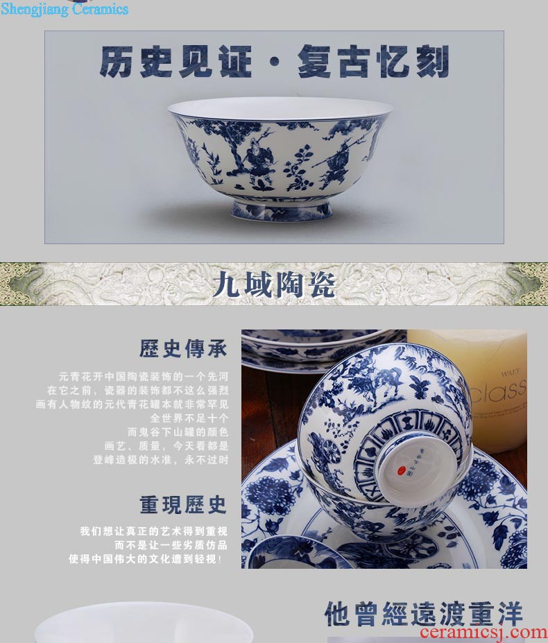 Blue and white porcelain rice dish plate bone porcelain plate nine domain jingdezhen bone plate Chinese soup plate plate 8 inches