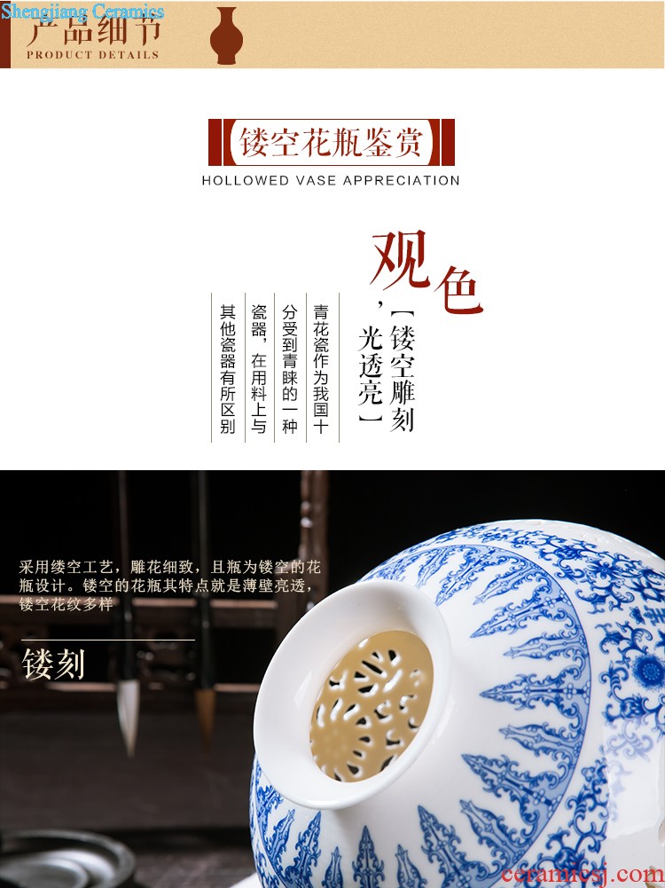 Jingdezhen ceramic knife clay hand-painted vases, flower arranging Chinese style household living room TV cabinet decoration handicraft furnishing articles