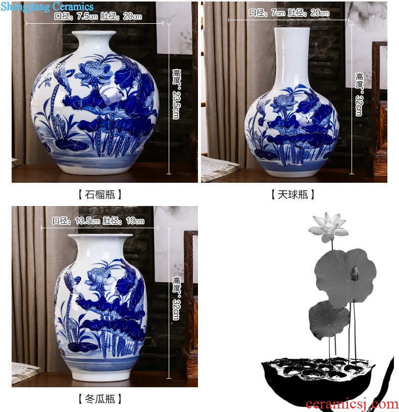 Jingdezhen ceramics hand-painted vases MeiHe double flower arranging clearer Chinese style home sitting room adornment is placed a gift