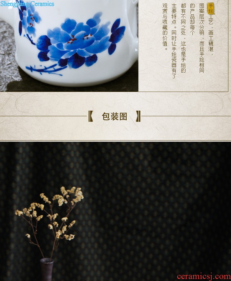 Nine domain jingdezhen blue and white color bucket honeysuckle archaize yongzheng grain glass ceramic tea set kung fu small tea cups