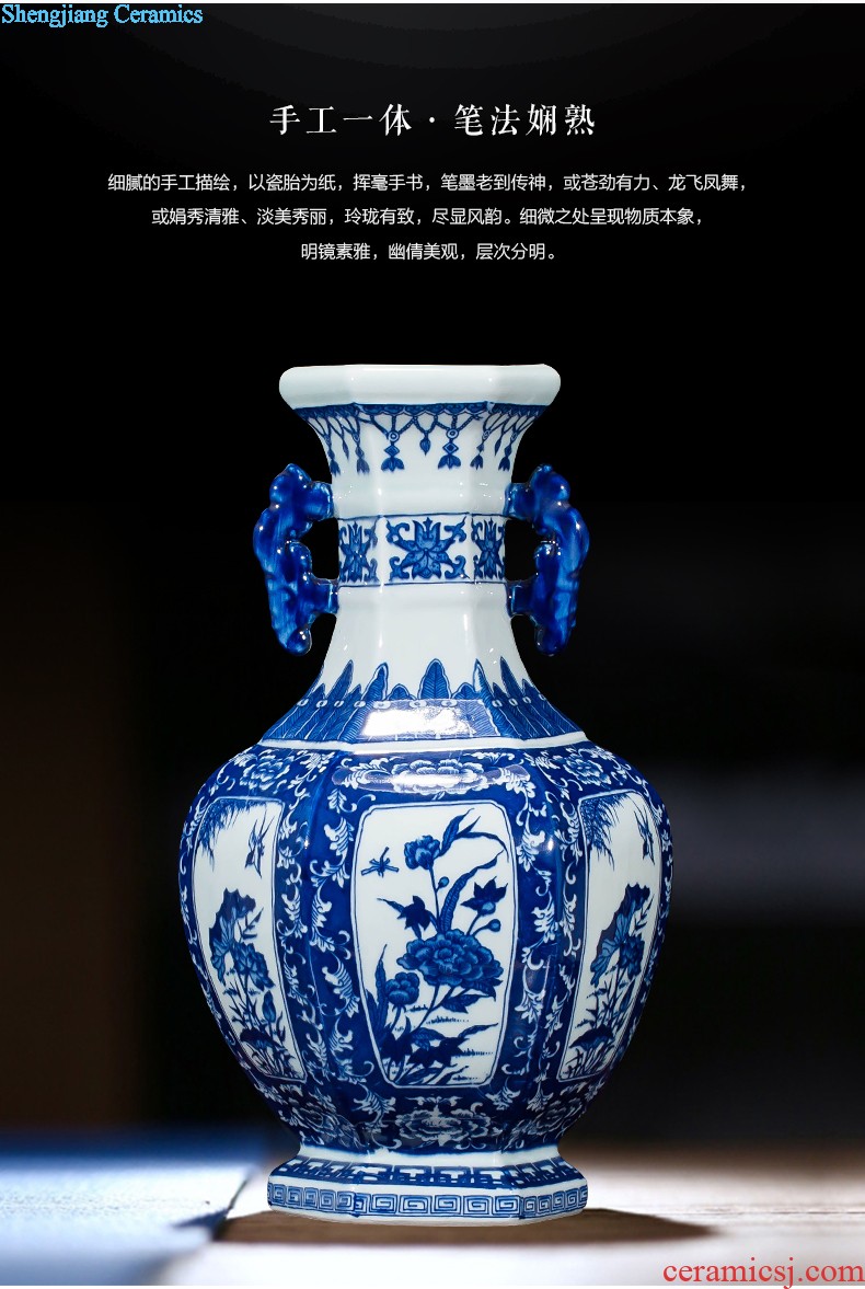 Jingdezhen ceramics vase antique blue-and-white large flower arranging new porch sitting room of Chinese style household act the role ofing is tasted furnishing articles