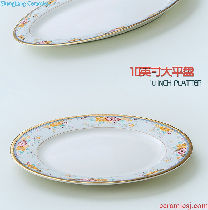 Jingdezhen porcelain tableware FanPan bone plate nine domain Glair microwave special 7.5 inches deep circular plates