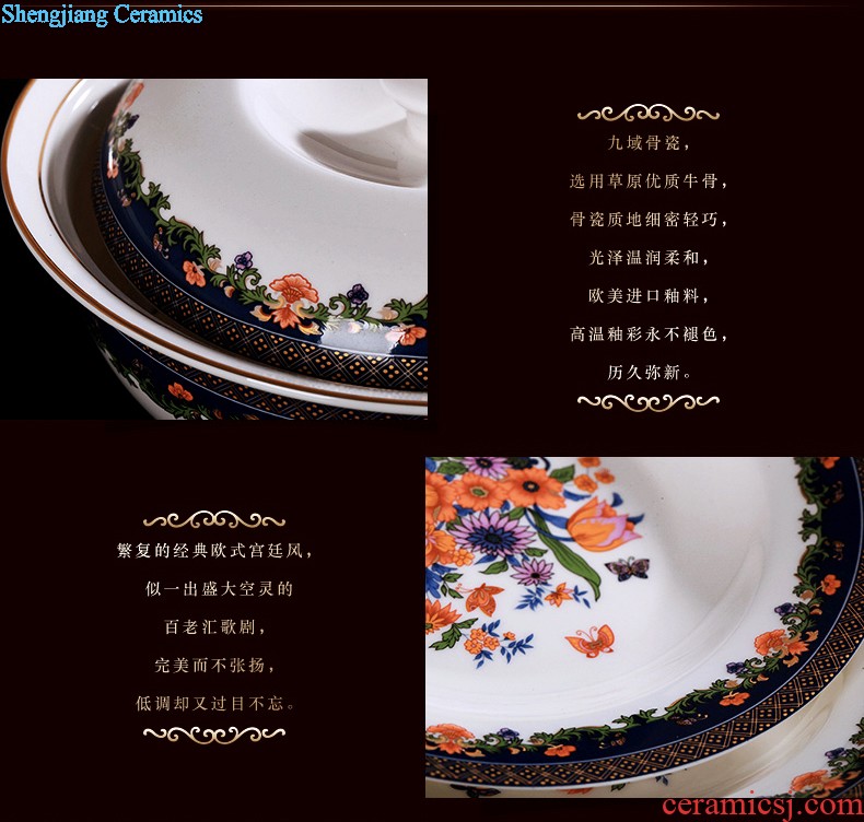 Nine domain of jingdezhen blue and white porcelain of fruit nut plate dry fruit tray double snacks of plate of the sitting room all the candy dish