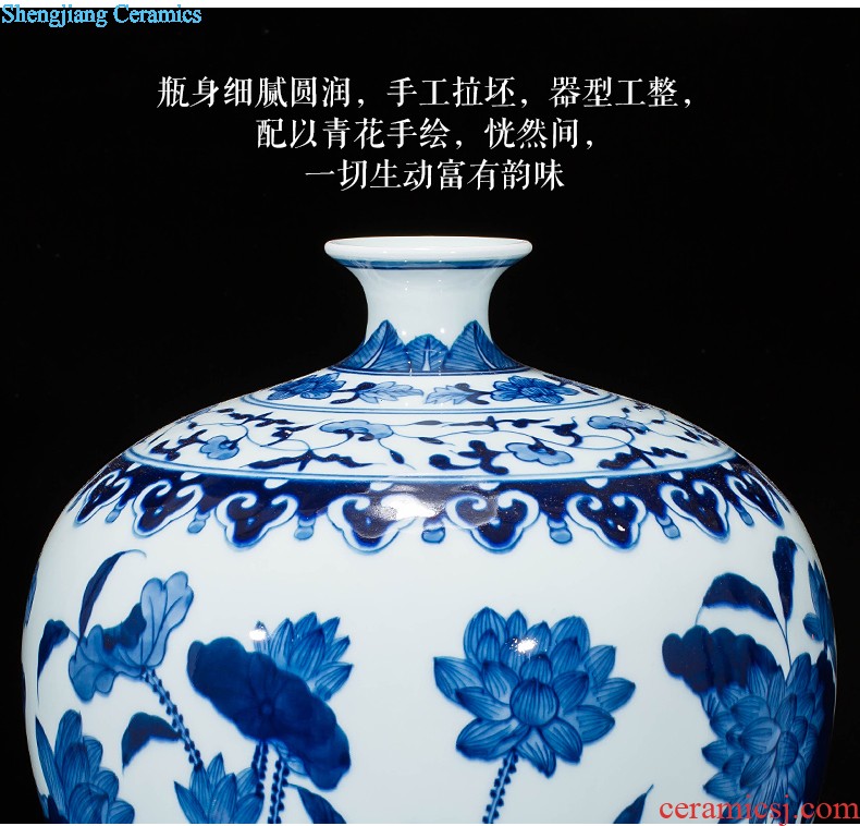 Jingdezhen ceramics vase antique blue-and-white large flower arranging new porch sitting room of Chinese style household act the role ofing is tasted furnishing articles