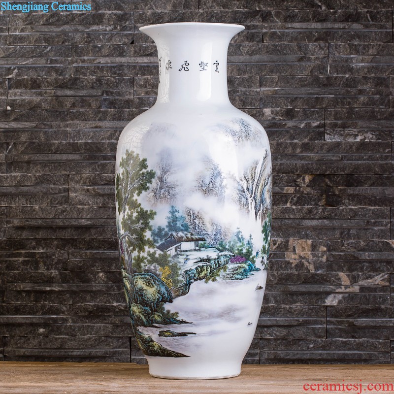 Pottery and porcelain vase chicken and jun kiln red flower arranging, feng shui home sitting room adornment handicraft furnishing articles