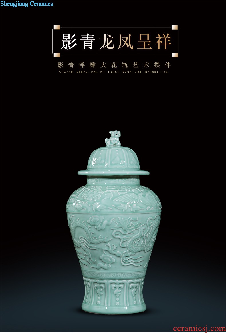 Jingdezhen ceramic celebrity master hand draw more than jiangshan jiao large vase household adornment handicraft furnishing articles