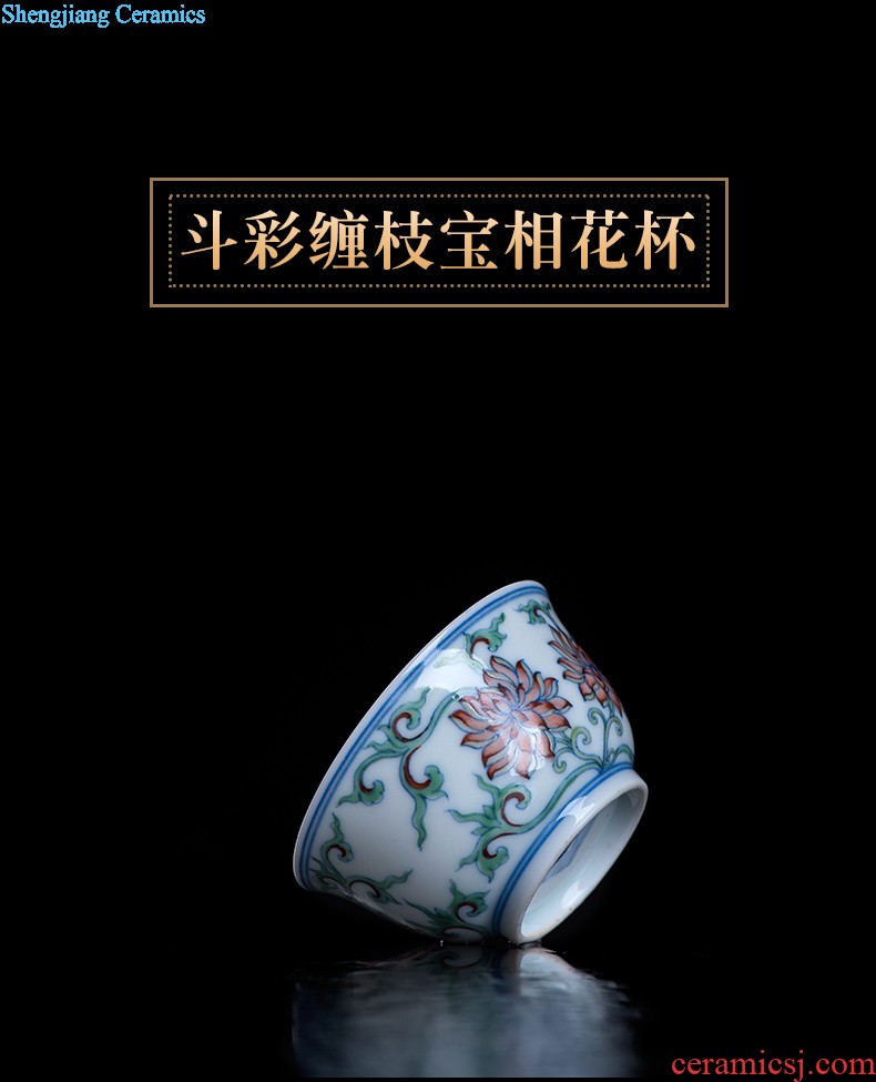 Hand painted blue and white agate red exposure cup sample tea cup of jingdezhen ceramic kung fu tea tea service master cup by hand