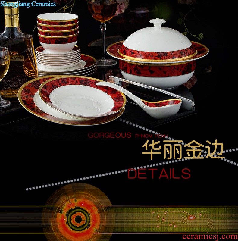 Home dishes suit High-grade bone China tableware jingdezhen ceramic bowl chopsticks nine domain suit European dishes porcelain