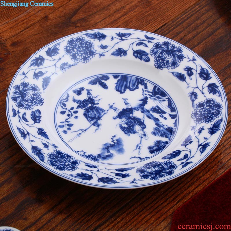 Bone China tableware of jingdezhen blue and white porcelain plates nine domain type dish bone plate 8 inches round platter meal