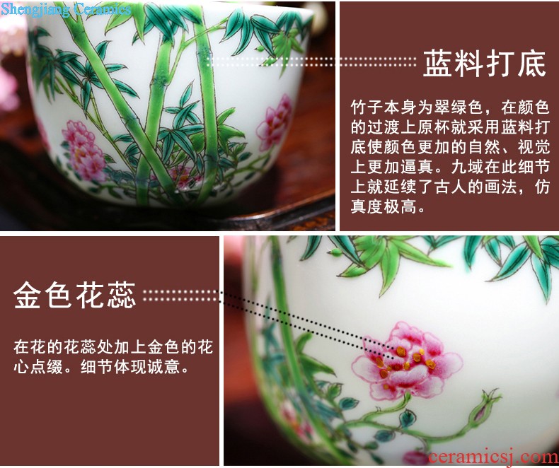 Jingdezhen ceramic sample tea cup tea kungfu tea cup archaize color in color cylinder cup chicken fights the small cup