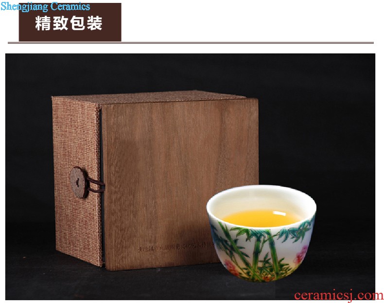 Jingdezhen ceramic sample tea cup tea kungfu tea cup archaize color in color cylinder cup chicken fights the small cup