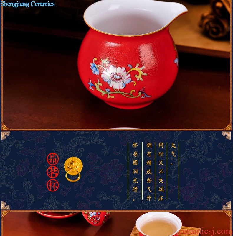 Jingdezhen ceramic nine domain of 10 tea set High-grade hand-painted tureen kung fu of a complete set of creative fragrance-smelling cup