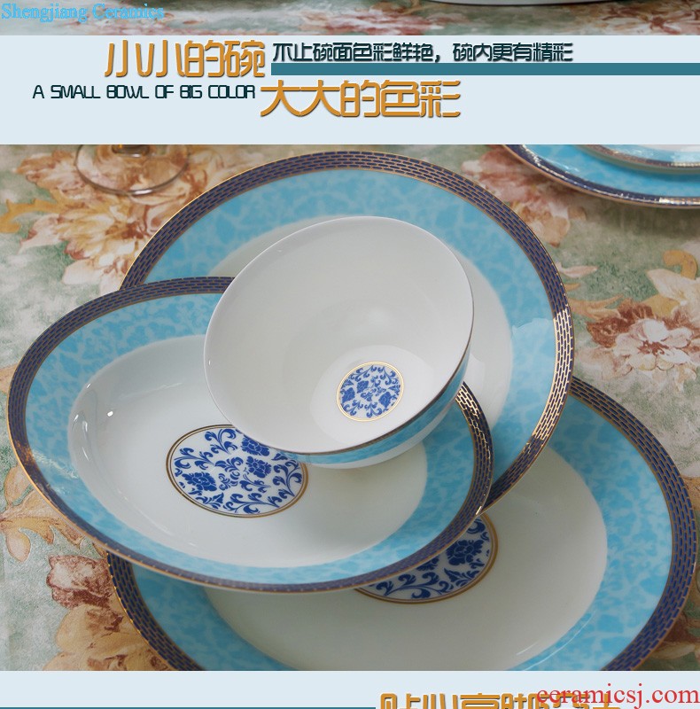 Home dishes suit High-grade bone China tableware jingdezhen ceramic bowl chopsticks nine domain suit European dishes porcelain