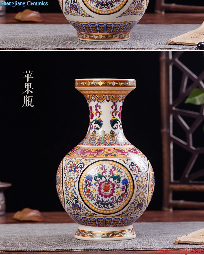 JingLongXuan jingdezhen ceramics Colored enamel vase Modern household adornment handicraft furnishing articles in the living room